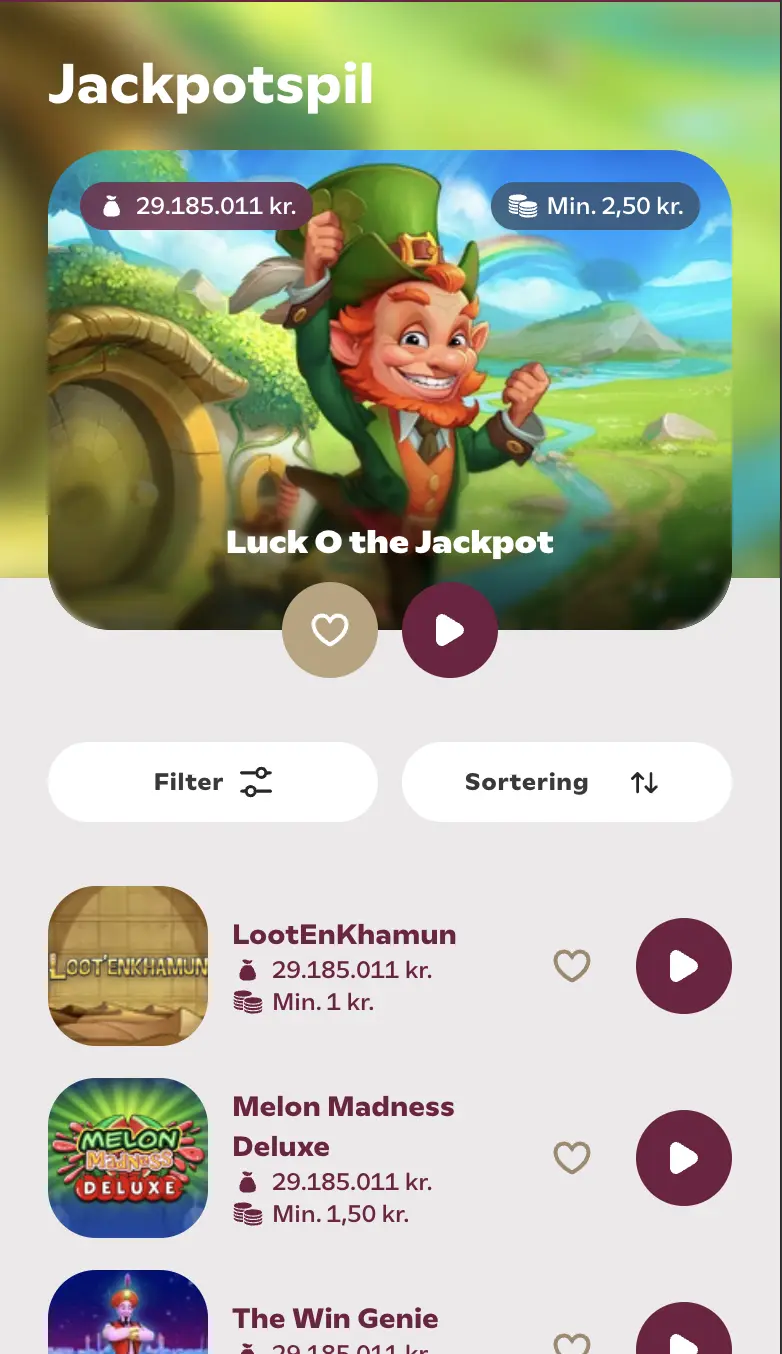 Danske Spil Casino jackpot spil