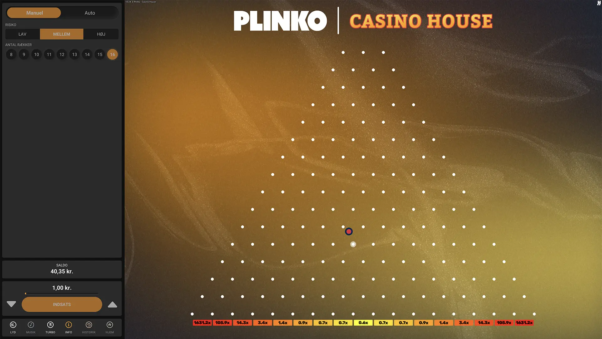 Screenshot af Plinko på Casino House