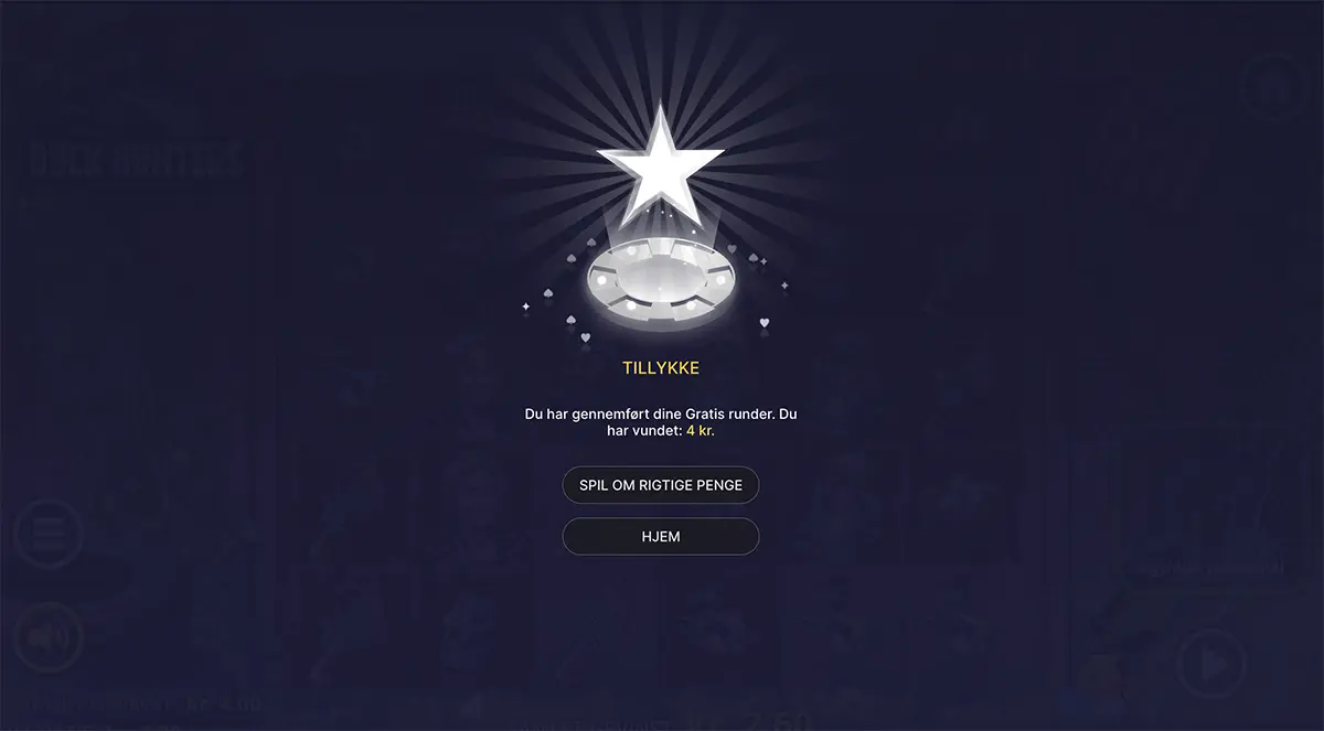 Betano free spins Duck Hunter gevinst