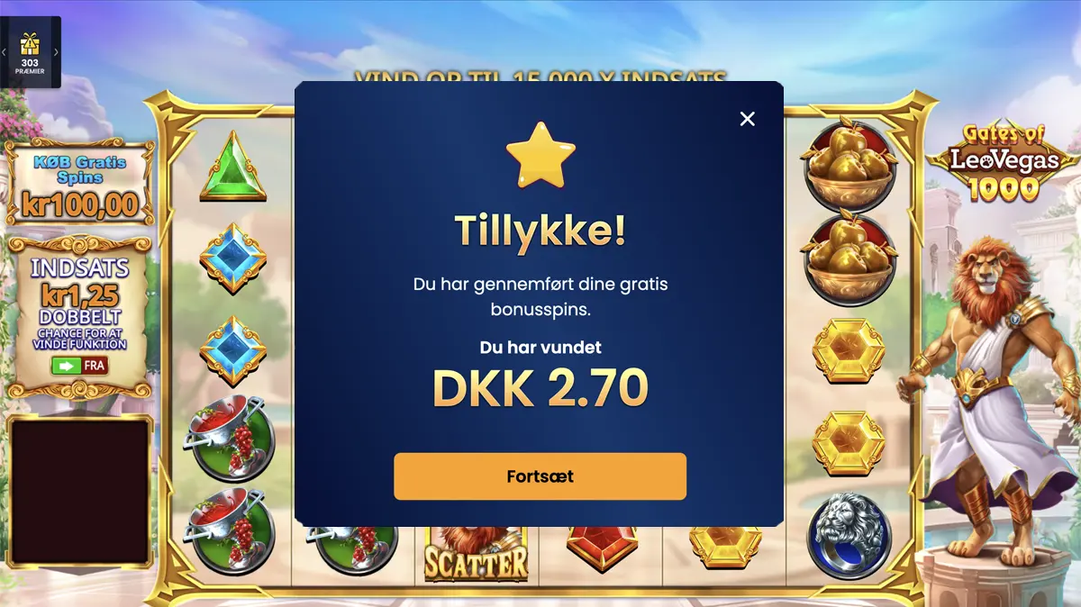 LeoVegas Gates of LeoVegas 1000 free spins gevinst