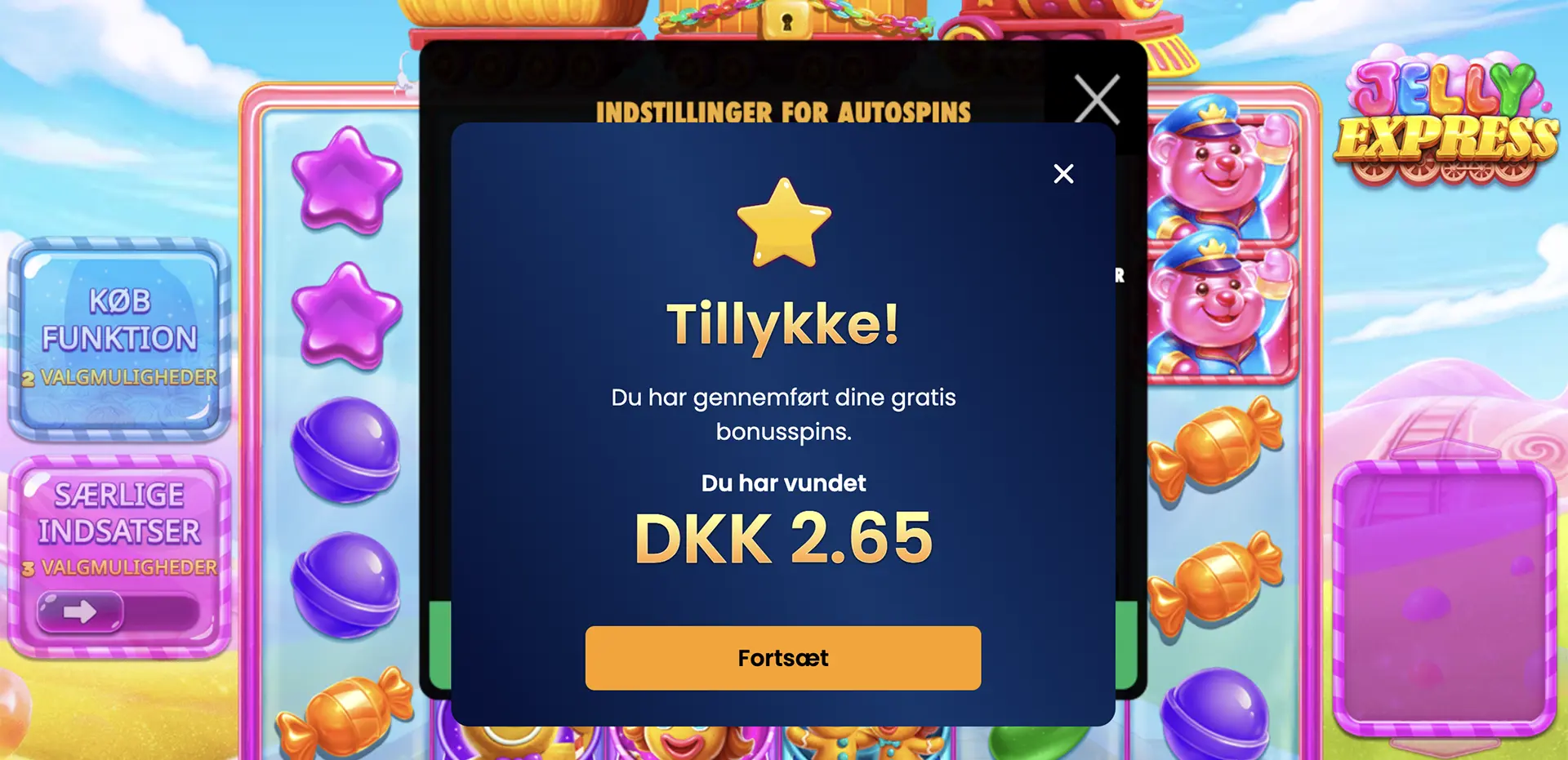 Betano free spins Jelly Express gevinst