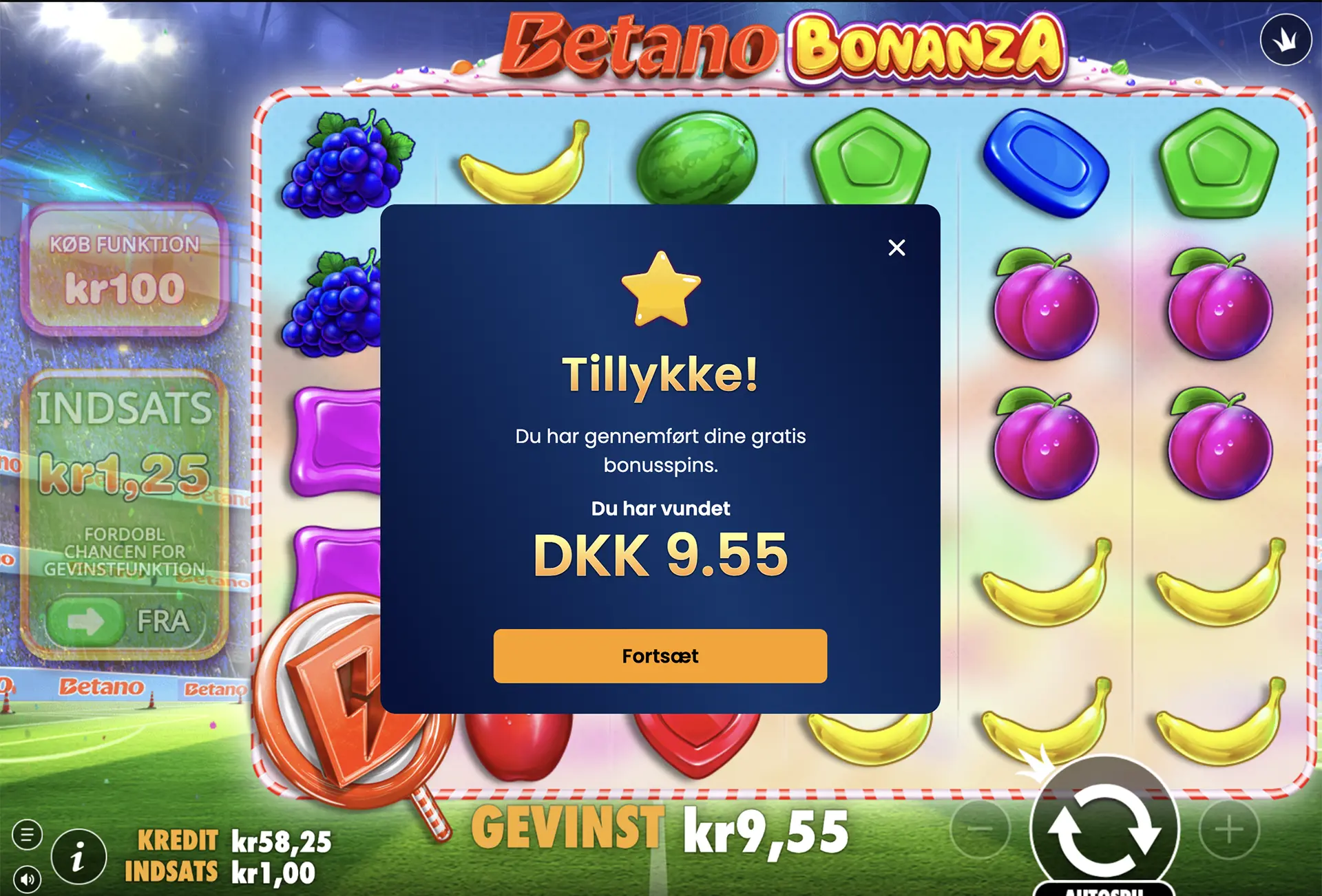 Betano Bonanza free spins gevinst 3 juni 2026