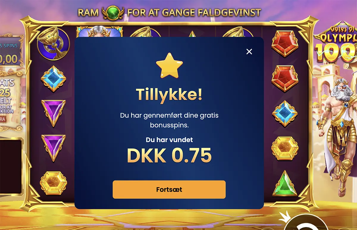 Betano Gates of Olympus 1000 free spins gevinst