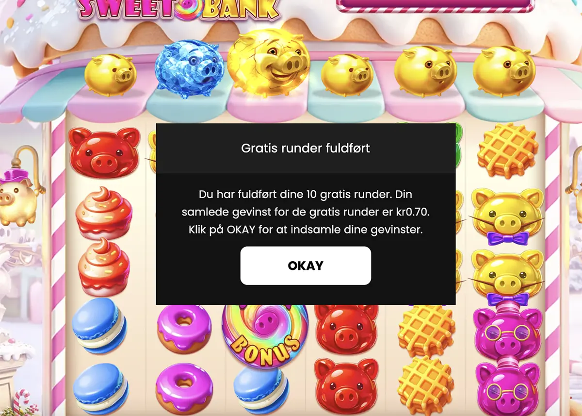Royal Casino Break the Sweet Bank free spins gevinst