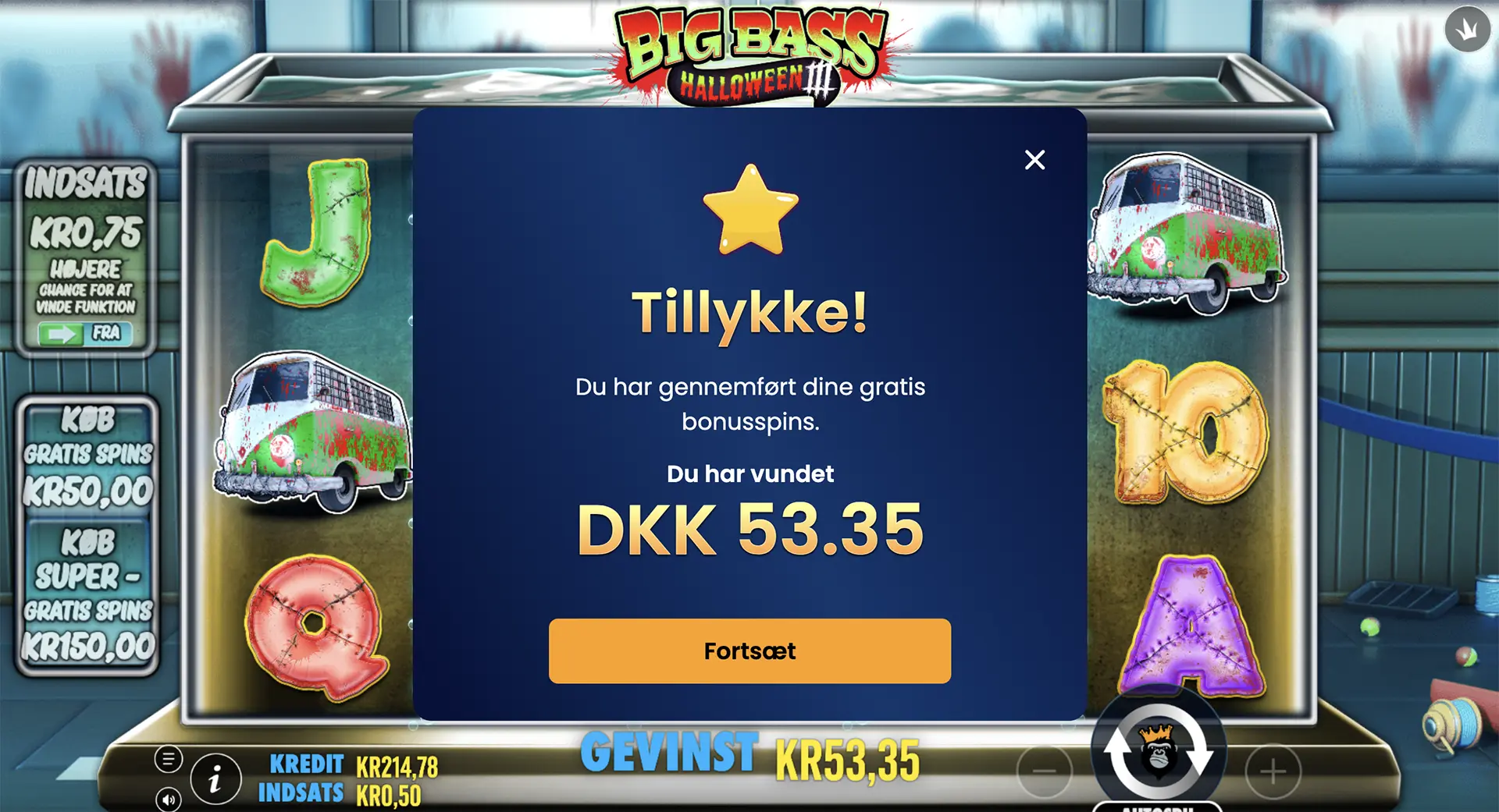 Big Bass Halloween 3 free spins gevinst