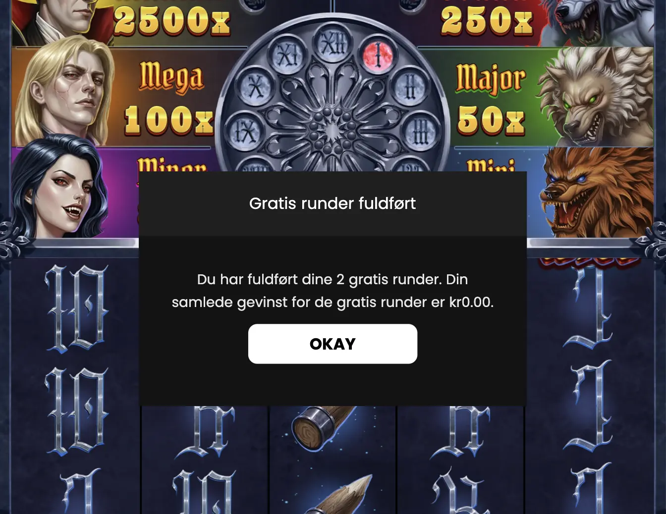 Screenshot af BetXperts TIlbudsjægers 0 kr. i gevinst med sine 2 free spins til Jackpot Hour Hold and Win på Royal Casino.