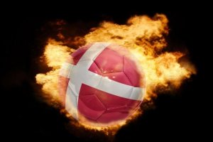 Football Denmark Flag on Fire