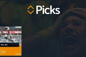 Sort baggrund med frustreret atlet, hvide bogstaver og gult logo og tilmeldingsboks til spillet