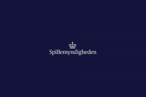 Spillemyndighedens logo på en blå baggrund