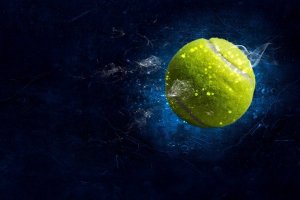 Tennisbold med sort baggrund