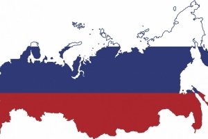 Kort over Rusland i det russiske flags farver