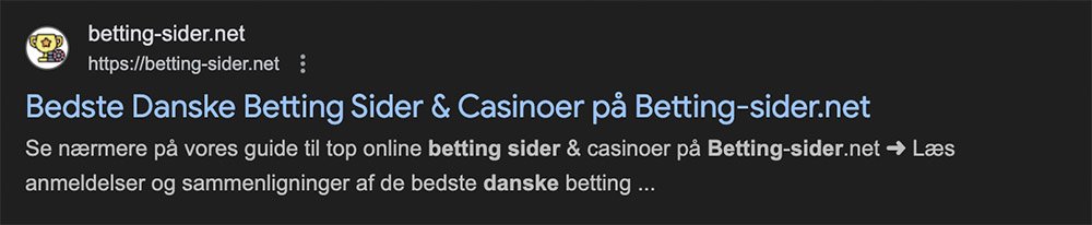 Screenshot af en affiliateside med promovering af bettingsider uden licens, der figurerer i Google