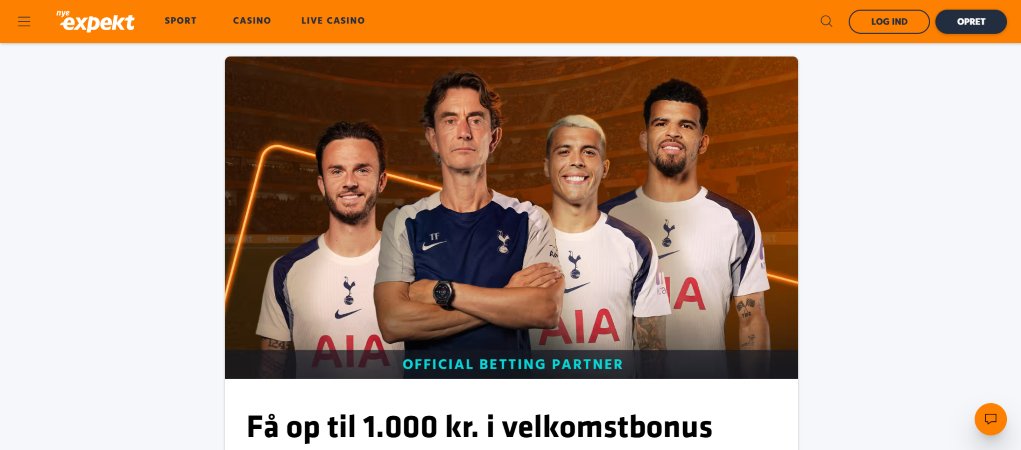 Expekt bonus til nye spillere