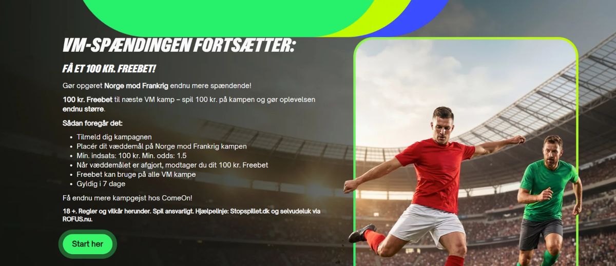 Freebet-tilbud til Norge vs Frankrig