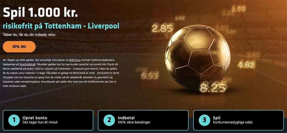 Risikofrit spil til Tottenham vs Liverpool
