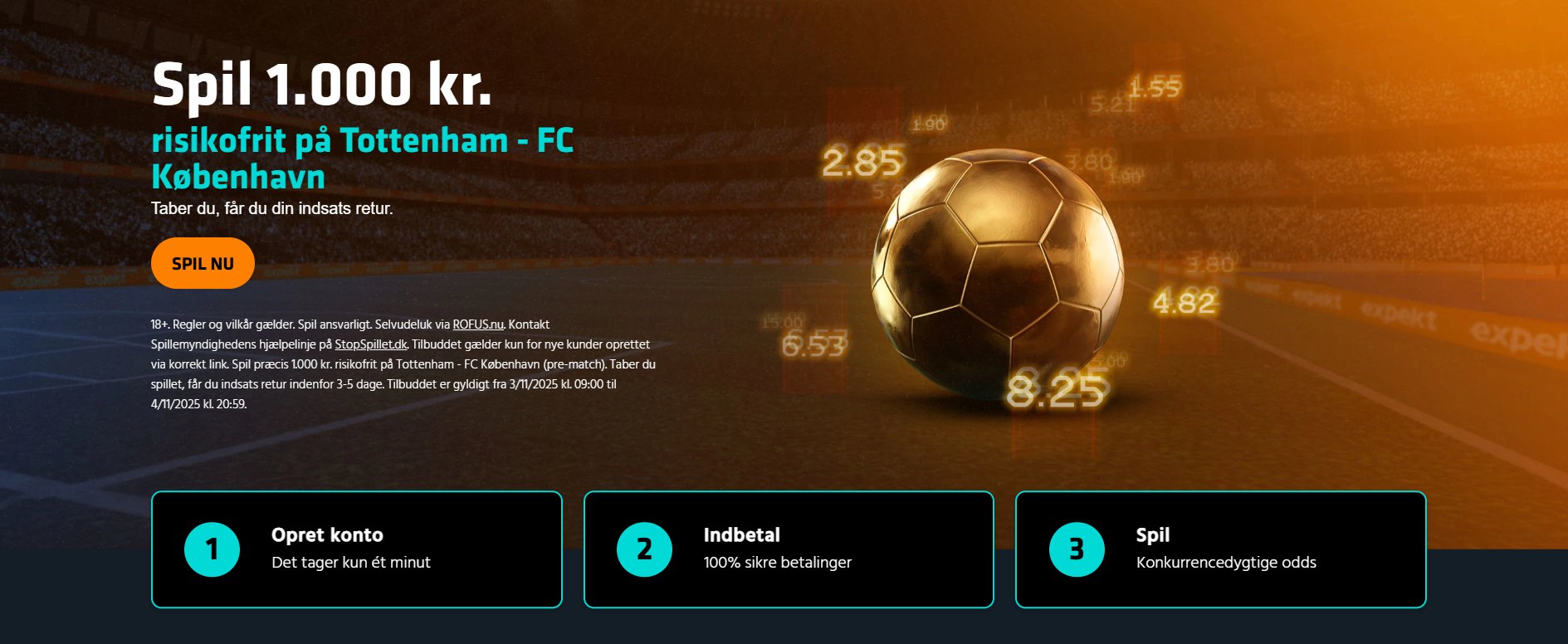 Odds på Tottenham - FC København og få risikofrit spil