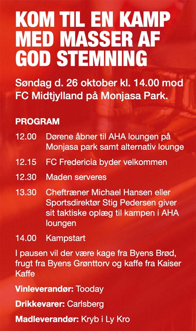 Program for VIP-billetterne til FC Fredericia - FC Midtjylland